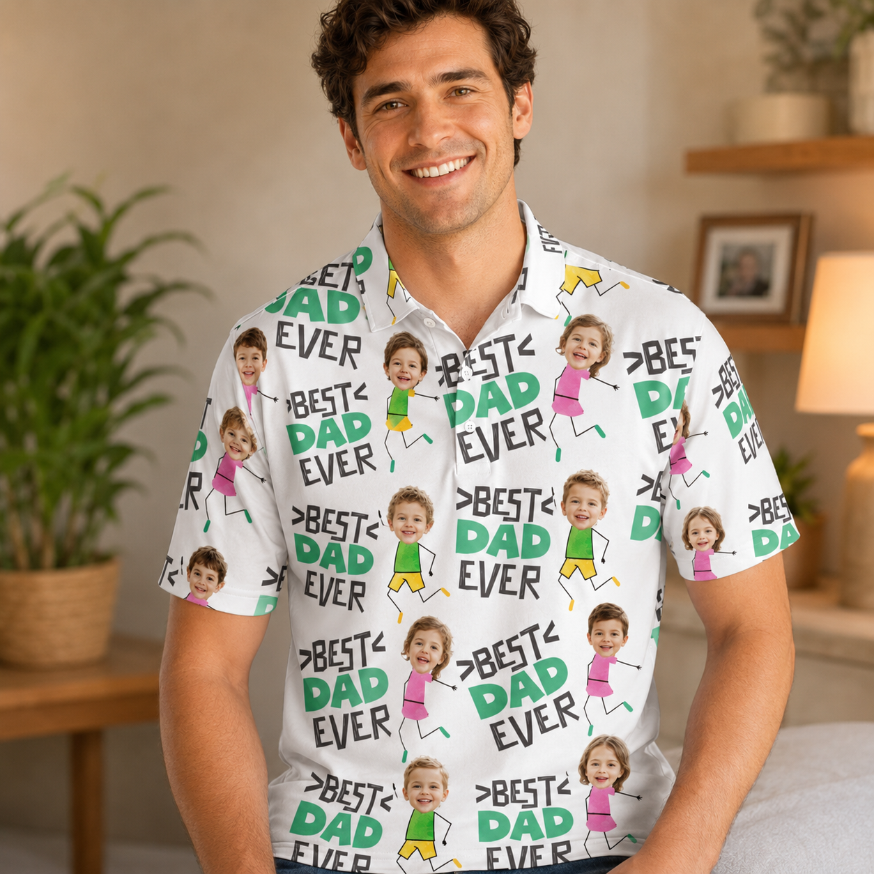 Custom Photo Best Dad Ever Polo Shirt, Personalized Polo Shirt For Husband Dad Grandfather