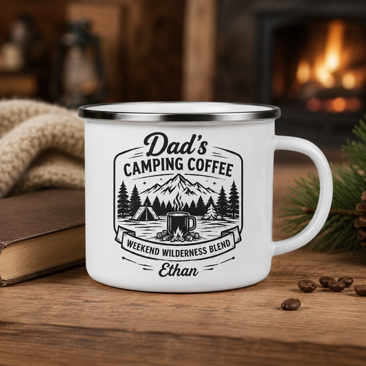 Personalized Dad Brew Camp Mug 12oz, Custom Dad Enamel Cup, Gift For Dad TOM99