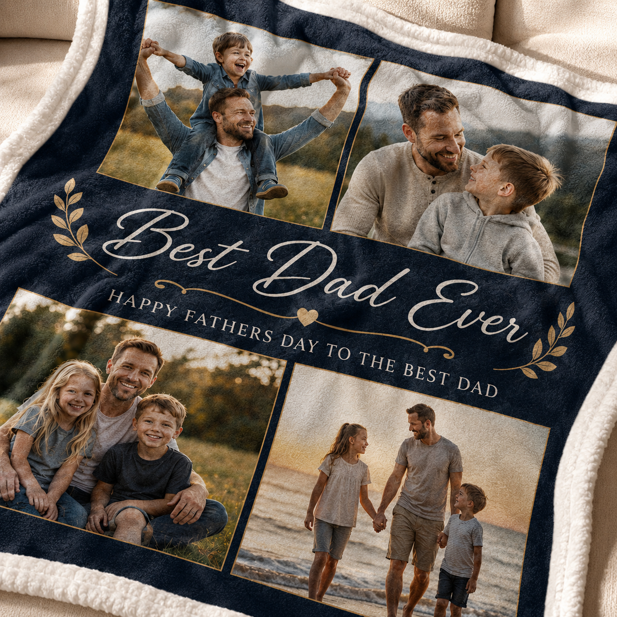 Custom Photo Best Dad Ever Blanket, Personalized Dad Gifts | Gift For Dad TOM99