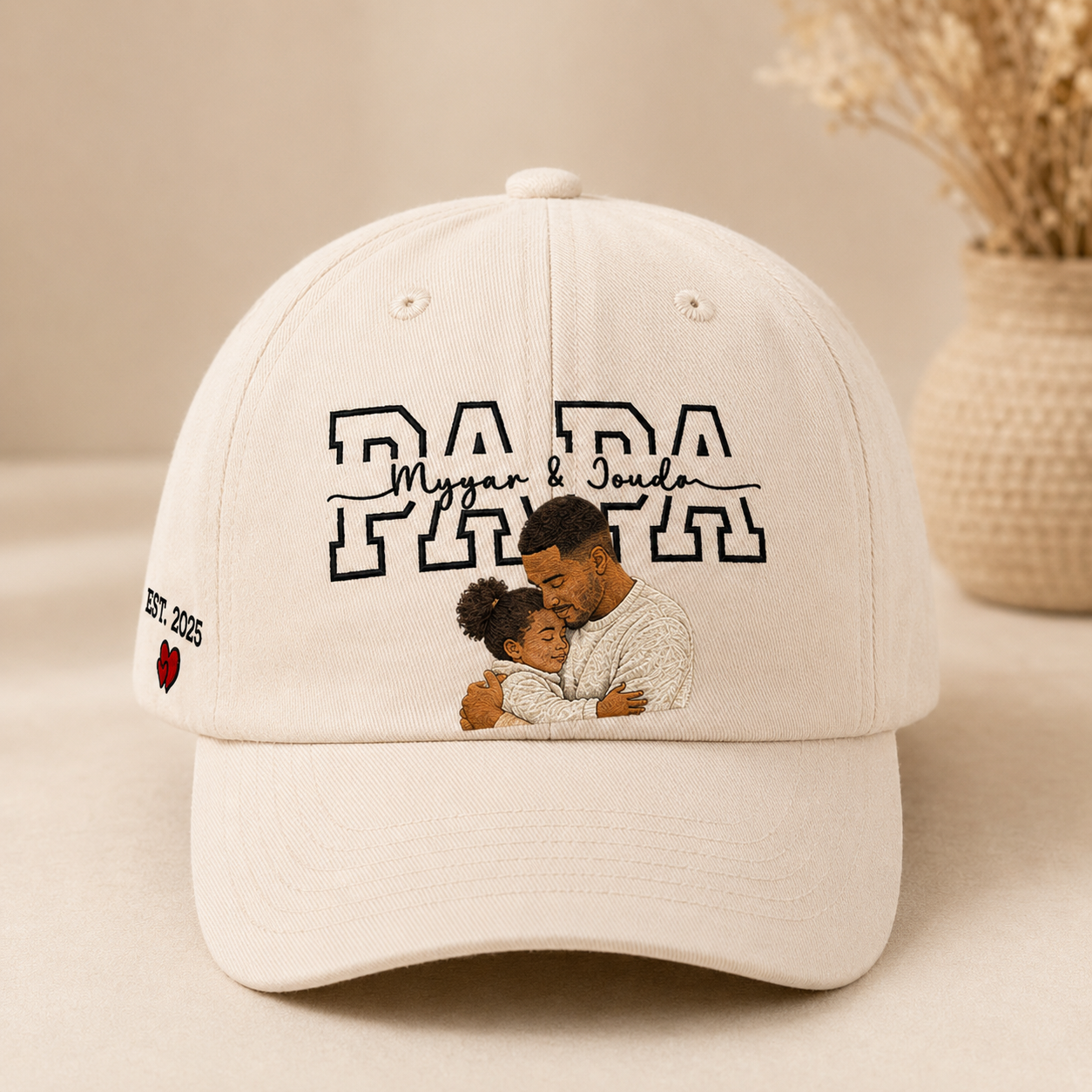 Custom Photo Papa Embroidered Hat, Personalized Cap, Custom Portrait Dad Hat, Father’s Day Gift TOM99