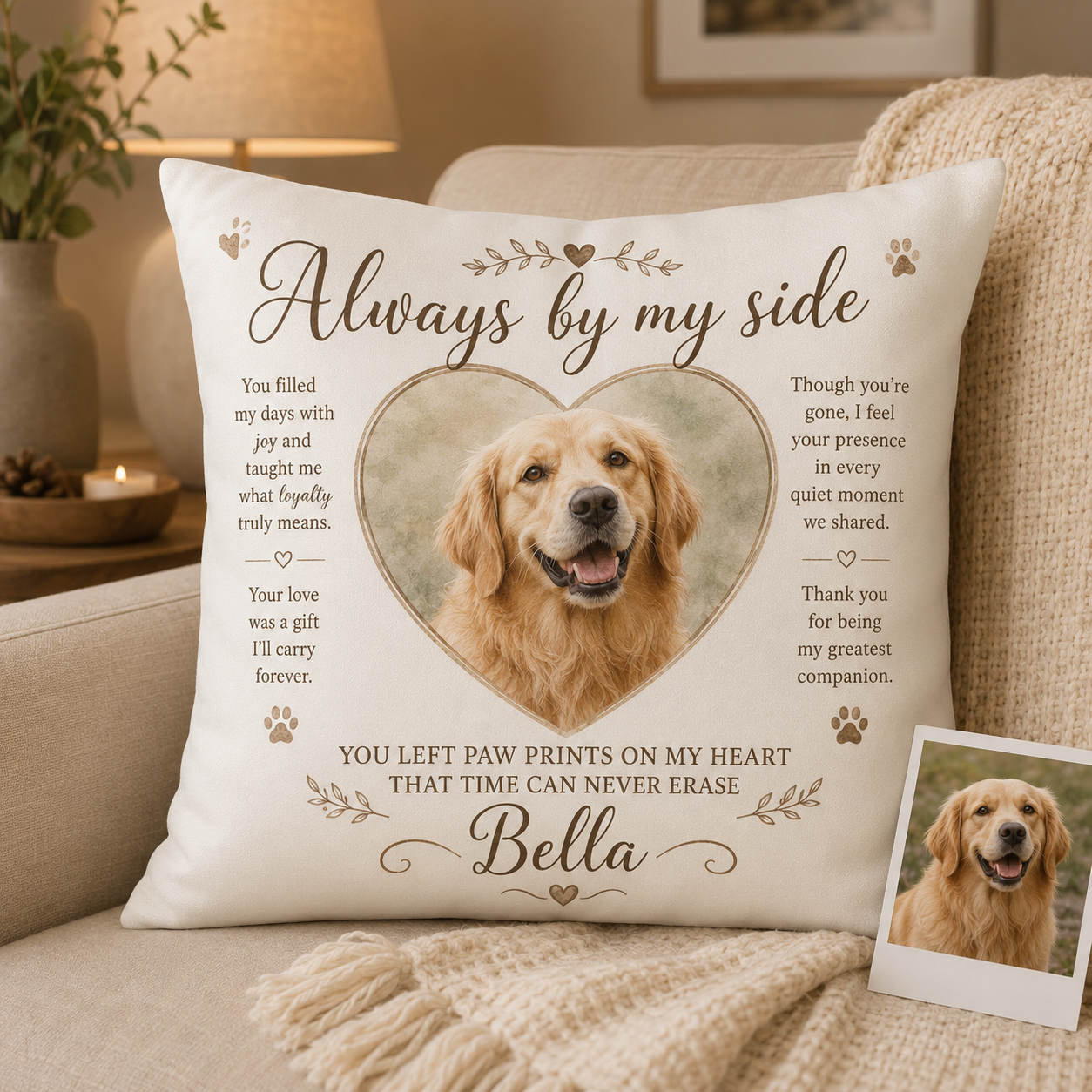 Custom Photo Dog In My Heart Pillow | Gift For Dog Lovers | Personalized Dog Decor TOM99