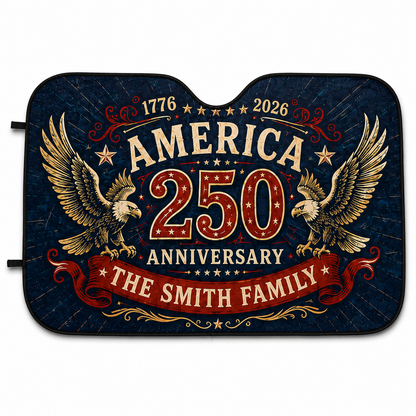 Personalized Dad America Car Windshield Sun Shade, Custom Car Sun Shade for Dad, Gift For Dad TOM99