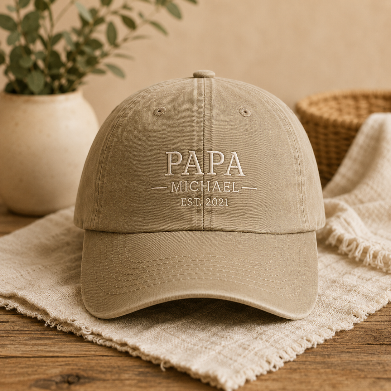 Custom Photo Dad Papa Embroidered Hat, Personalized Cap, Custom Portrait Dad Hat, Father’s Day Gift TOM99