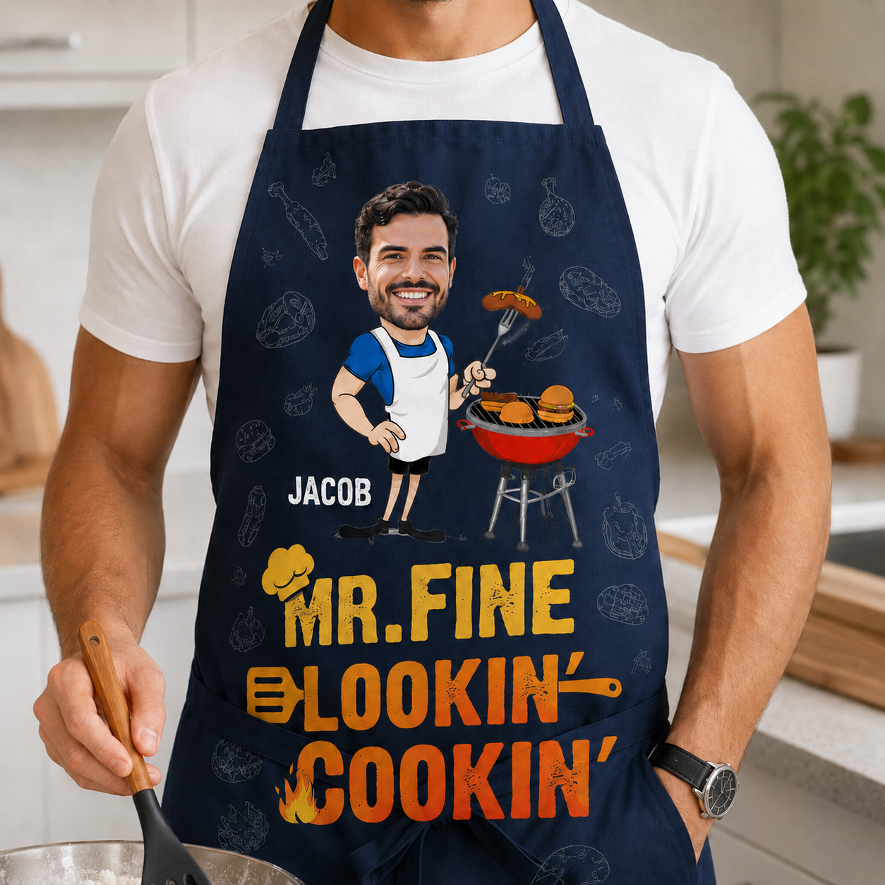 Custom Photo Dad Grill Apron, Personalized Apron For Dad, Gifts For Dad - TOM99