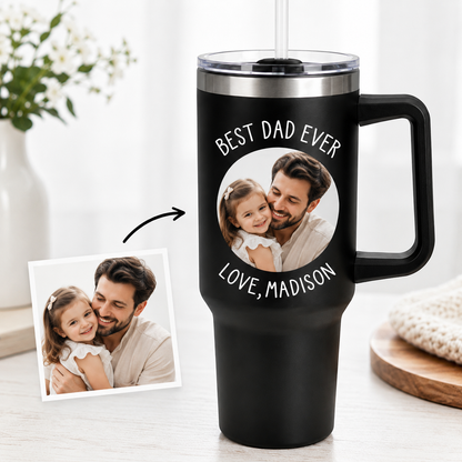 Custom Photo Dad 40oz Tumbler, Personalized Dad Tumbler, Father’s Day Gift TOM99