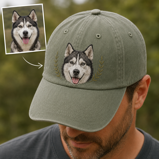 Personalized Dog Embroidered Vintage Hat, Custom Pet Photo Hat, Dog Dad Gift THUC99