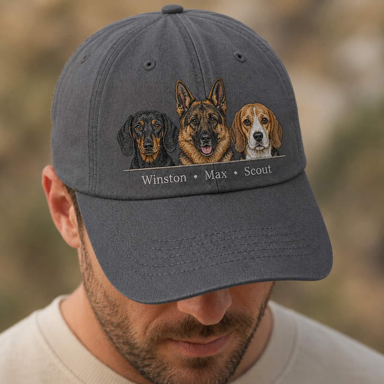 Custom Dog Face Embroidered Hat, Custom Embroidered Pet Portrait Hat | Gift For Dog Lover Pa99