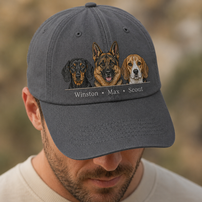 Custom Dog Face Embroidered Hat, Custom Embroidered Pet Portrait Hat | Gift For Dog Lover Pa99