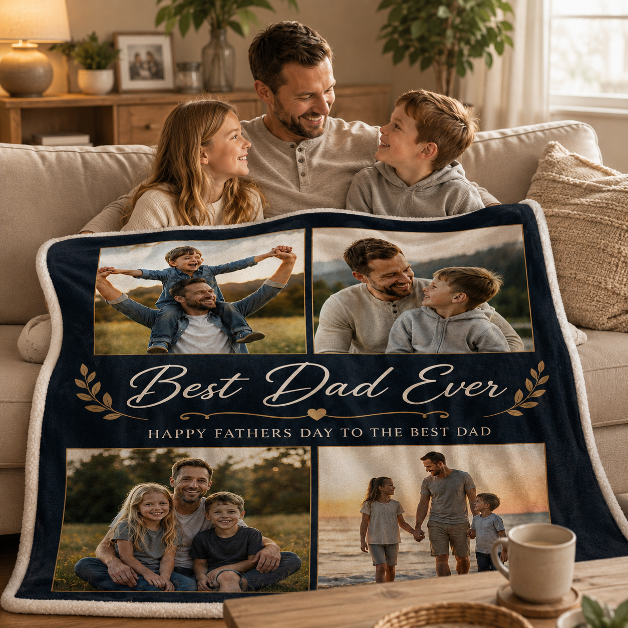 Custom Photo Best Dad Ever Blanket, Personalized Dad Gifts | Gift For Dad TOM99