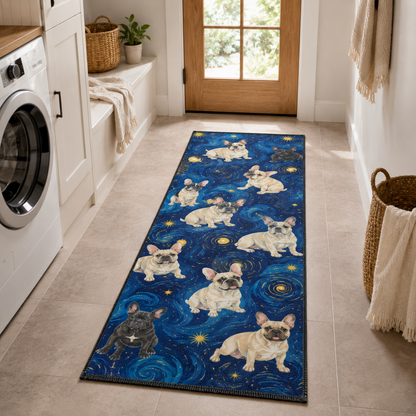Custom Photo Dog Starry Night Runner Rug | Pet Hallway Runner Carpet | Gift For Dog Lovers