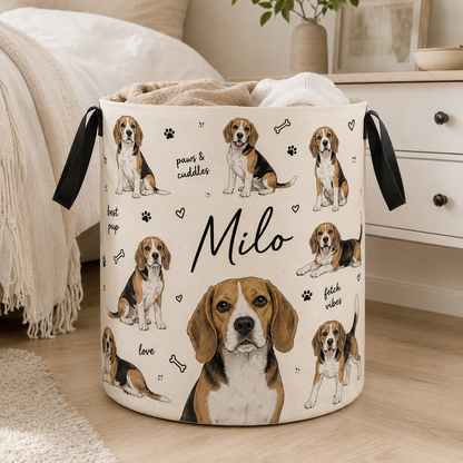 Custom Photo Dog Laundry Basket | Gift For Dog Lovers | Dog Bathroom Decor