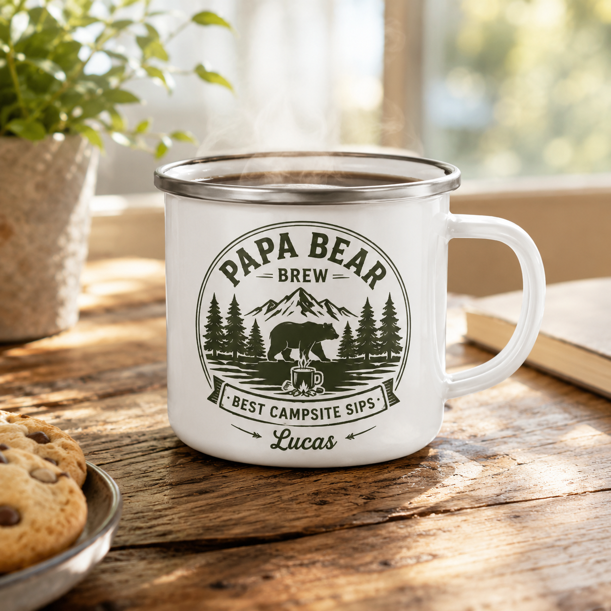 Personalized Dad Brew Camp Mug 12oz, Custom Dad Enamel Cup, Gift For Dad TOM99