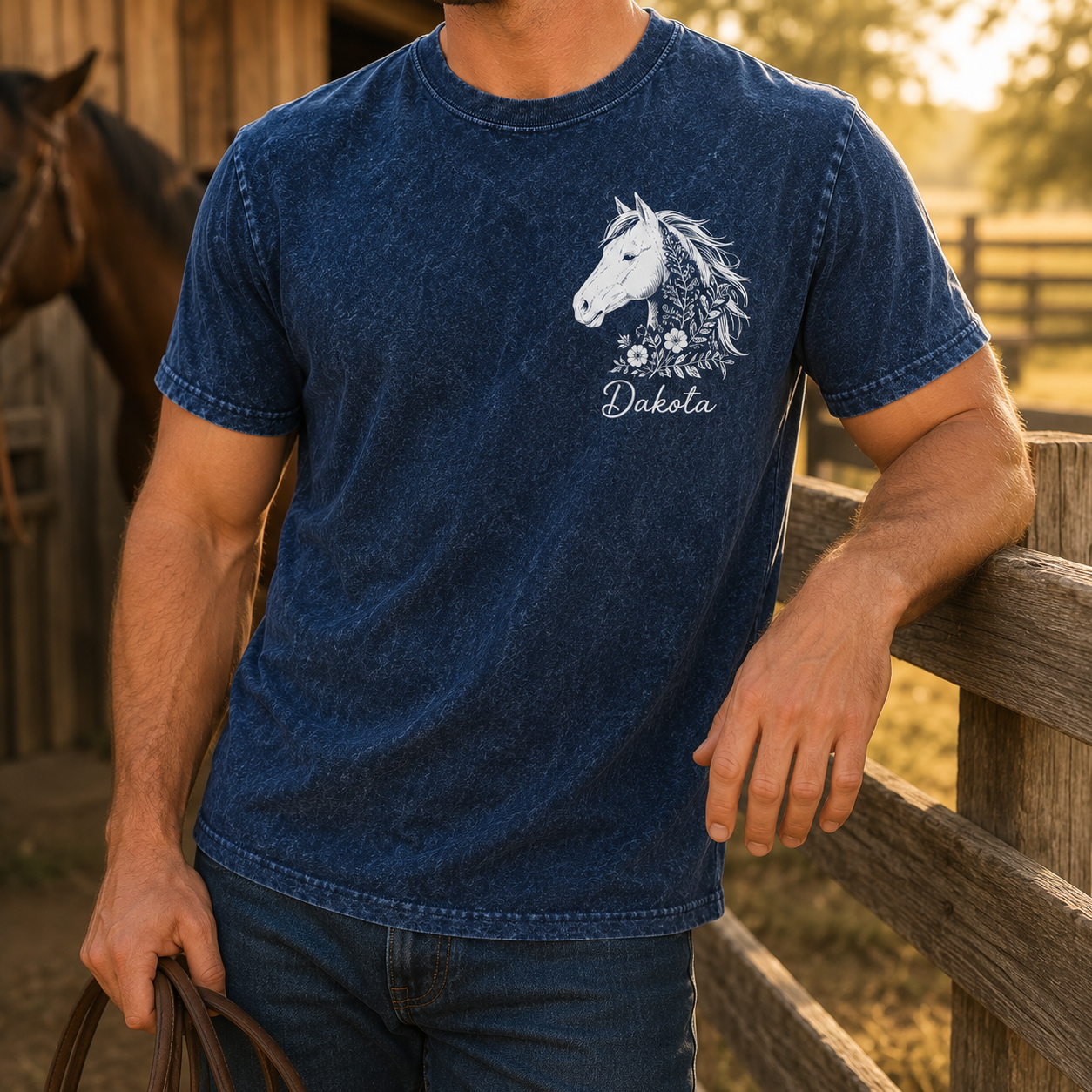 Custom Photo White Horse Wash T-Shirt | Personalized Horse Lover Shirt | Gift For Horse Lovers TOM99