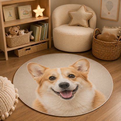 Custom Photo Dog Round Carpet | Photo Pet Round Rug | Gift For Dog Lovers