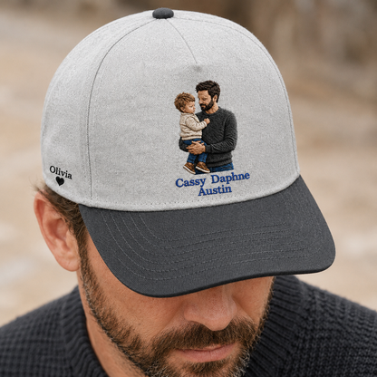 Custom Photo Dad I Love You Embroidered Hat, Personalized Cap, Custom Portrait Dad Hat, Father’s Day Gift TOM99