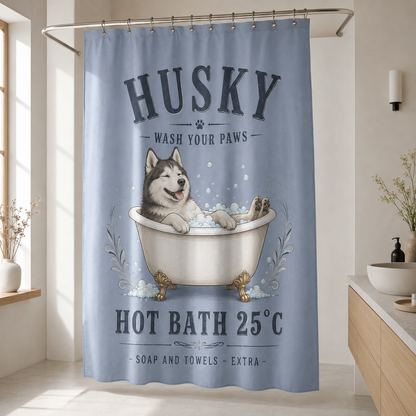 Custom Photo Floral Dog Shower Curtain | Gift For Dog Lovers