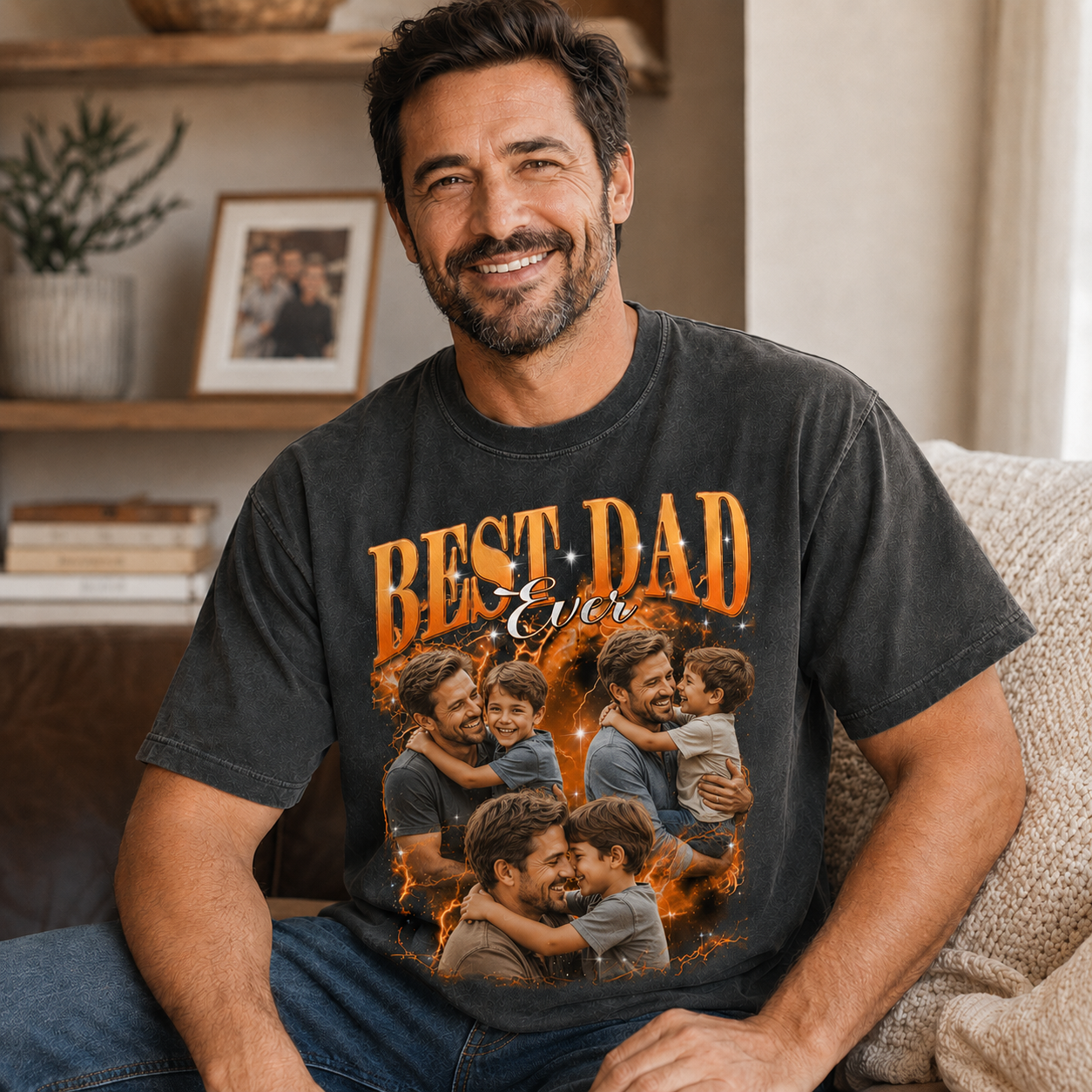 Custom Dad Photo Wash T-Shirt, Personalized Dad Gifts | Gift For Dad TOM99