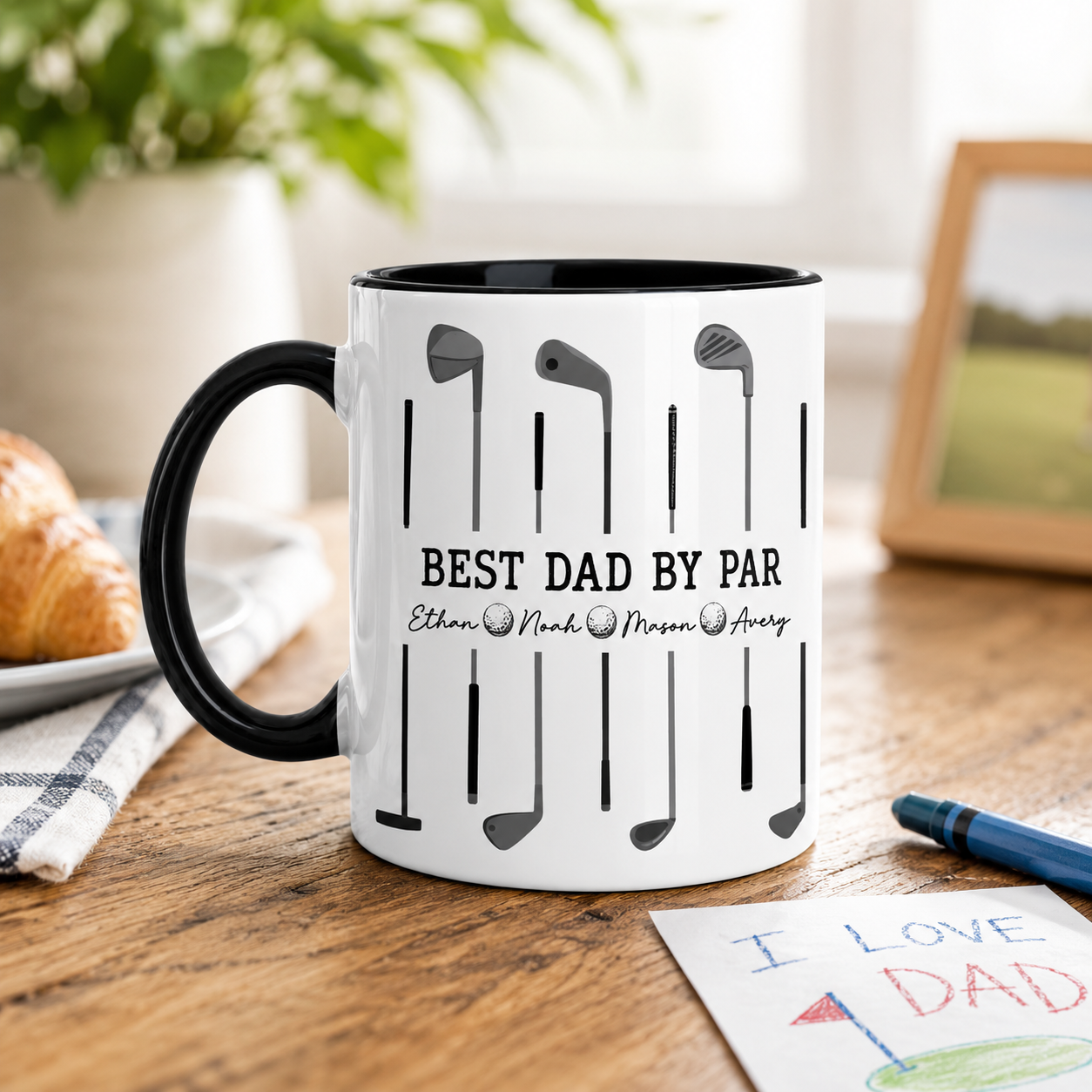 Custom Best Dad By Par Golf Mug, Personalized Mug For Husband Dad Grandfather TOM99