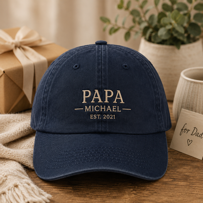 Custom Photo Dad Papa Embroidered Hat, Personalized Cap, Custom Portrait Dad Hat, Father’s Day Gift TOM99