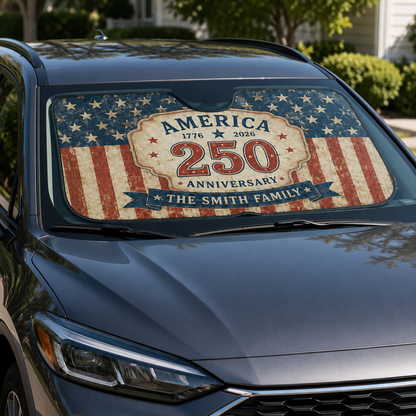 Personalized Dad America Car Windshield Sun Shade, Custom Car Sun Shade for Dad, Gift For Dad TOM99