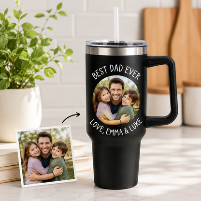 Custom Photo Dad 40oz Tumbler, Personalized Dad Tumbler, Father’s Day Gift TOM99