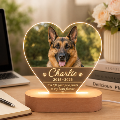 Custom Photo Dog In My Heart Memorial Wooden LED Light | Personalized Dog Photo LED Night Light | Pet Loss Sympathy Gift TOM99