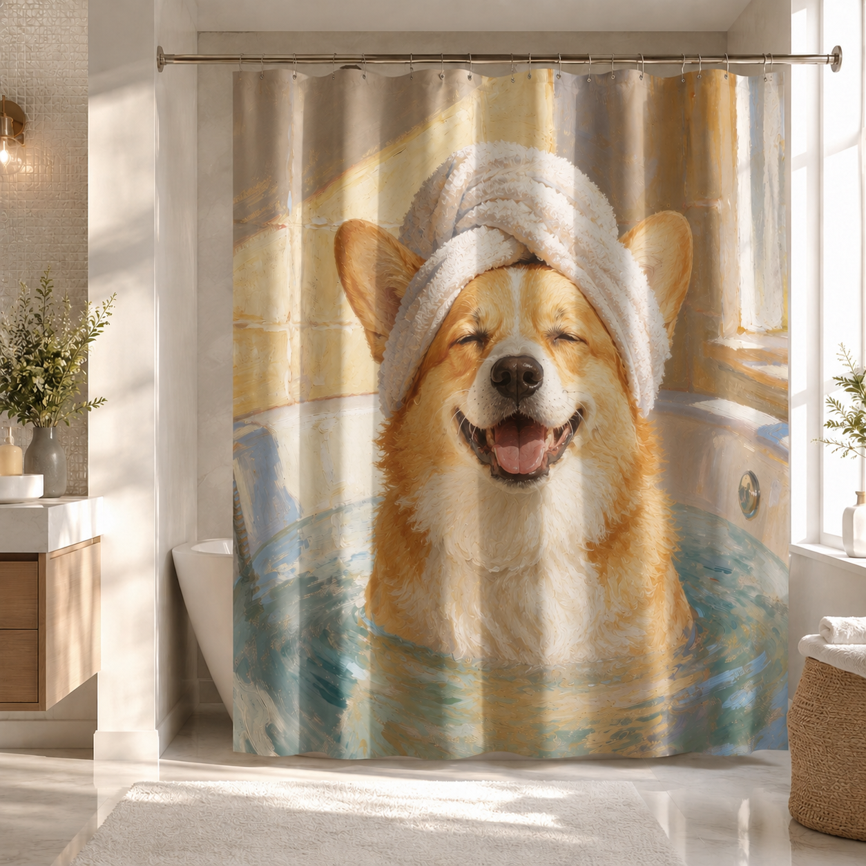 Custom Photo Dog Shower Curtain | Gift For Dog Lovers