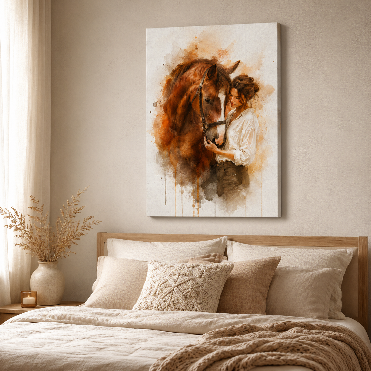 Custom Photo My Horse Wall Art Canvas | Personalized Horse Photo Canvas | Gift For Horse Lovers TOM99