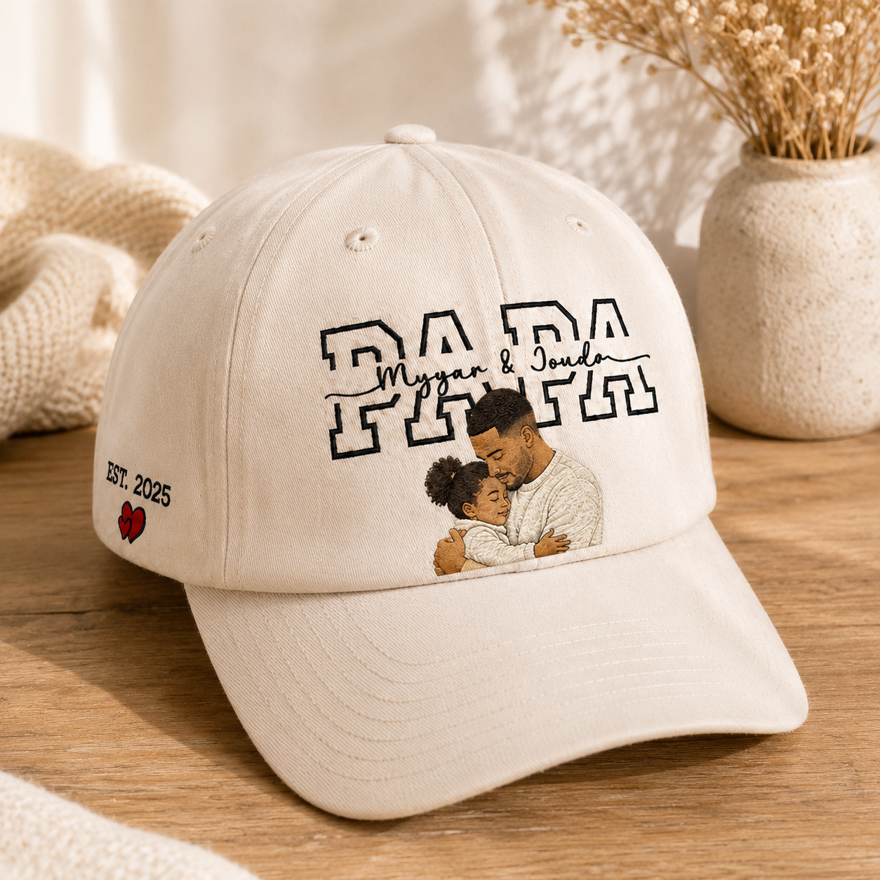 Custom Photo Papa Embroidered Hat, Personalized Cap, Custom Portrait Dad Hat, Father’s Day Gift TOM99