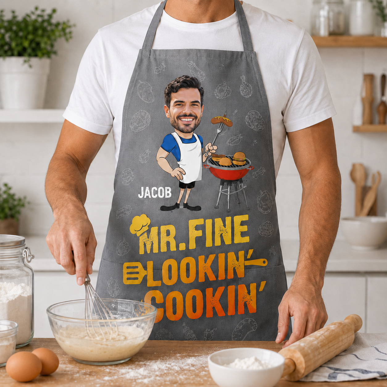 Custom Photo Dad Grill Apron, Personalized Apron For Dad, Gifts For Dad - TOM99