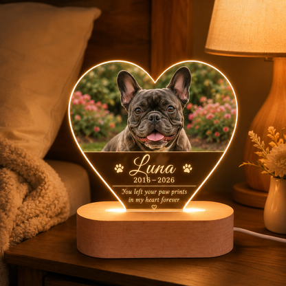 Custom Photo Dog In My Heart Memorial Wooden LED Light | Personalized Dog Photo LED Night Light | Pet Loss Sympathy Gift TOM99