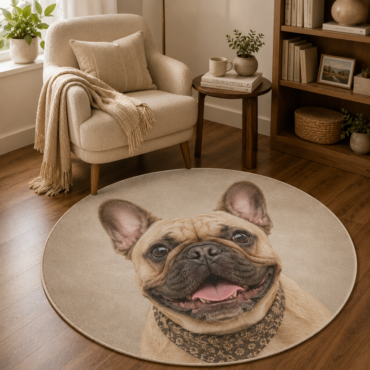 Custom Photo Dog Round Carpet | Photo Pet Round Rug | Gift For Dog Lovers