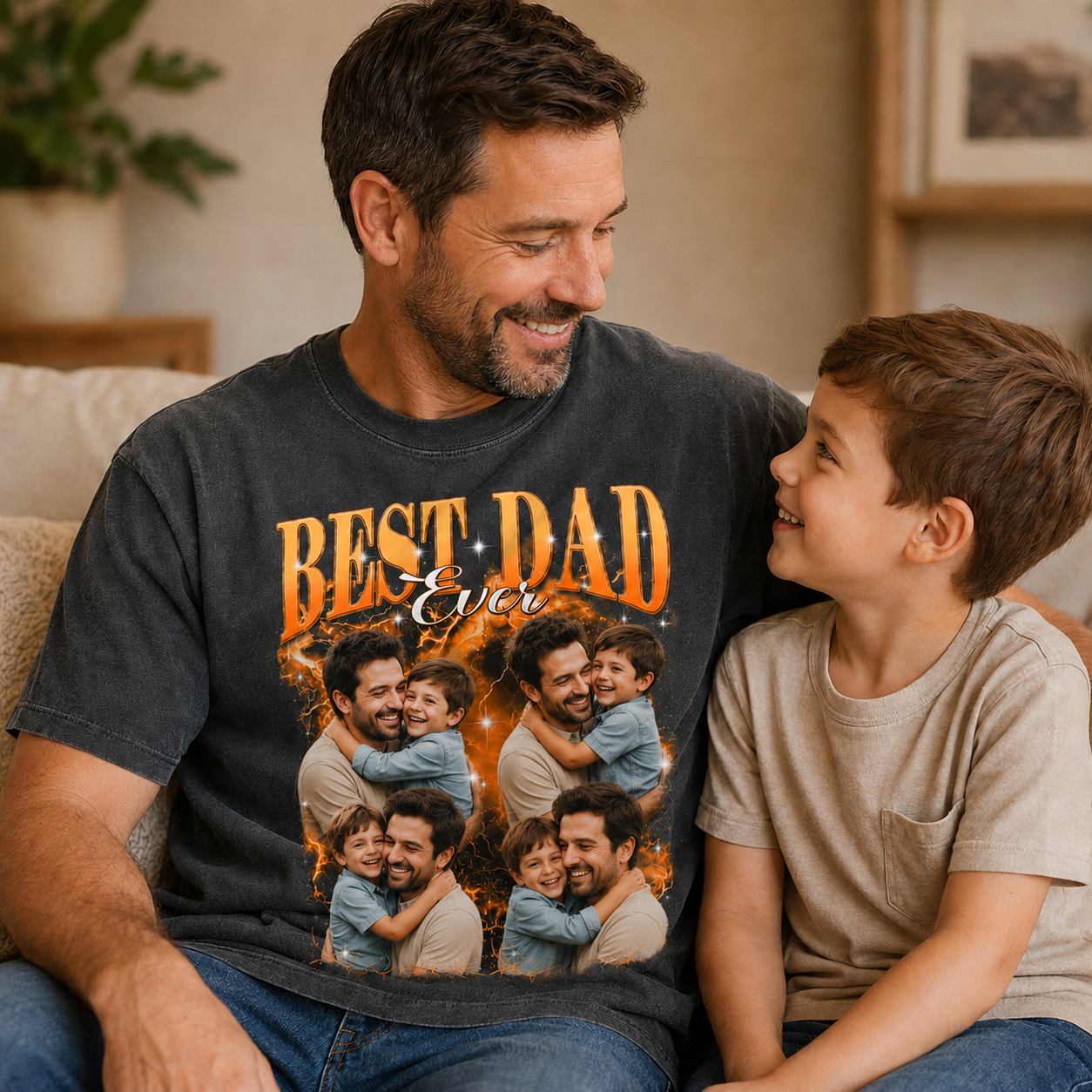 Custom Dad Photo Wash T-Shirt, Personalized Dad Gifts | Gift For Dad TOM99