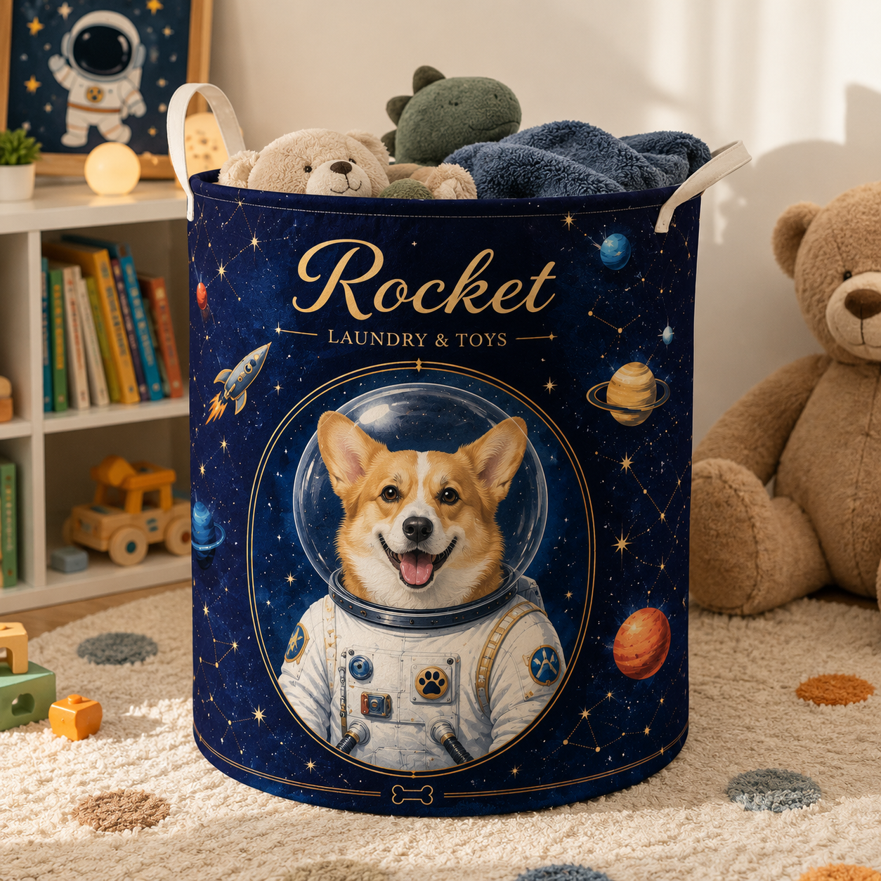 Custom Photo Dog Laundry Basket | Gift For Dog Lovers | Dog Bathroom Decor