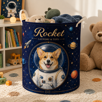Custom Photo Dog Laundry Basket | Gift For Dog Lovers | Dog Bathroom Decor