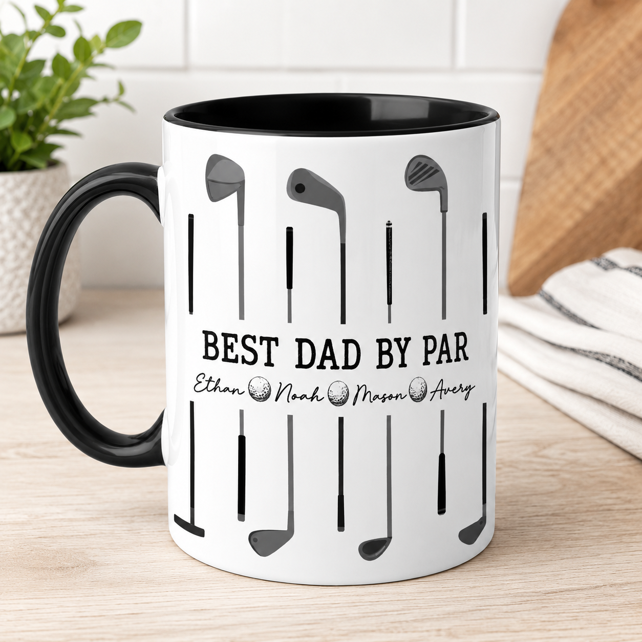 Custom Best Dad By Par Golf Mug, Personalized Mug For Husband Dad Grandfather TOM99