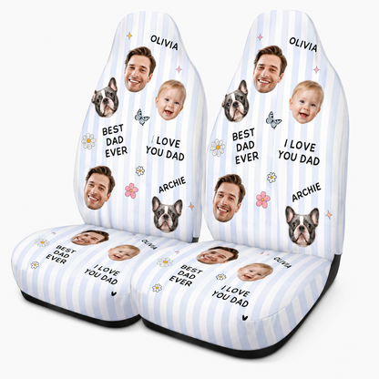 Personalized Dog Dad Portrait Car Seat Cover, Custom Dad Seat Protector, Gift For Dad TOM99