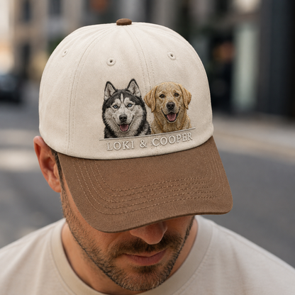 Custom Dog Face Embroidered Hat, Custom Embroidered Pet Portrait Hat | Gift For Dog Lover Pa99