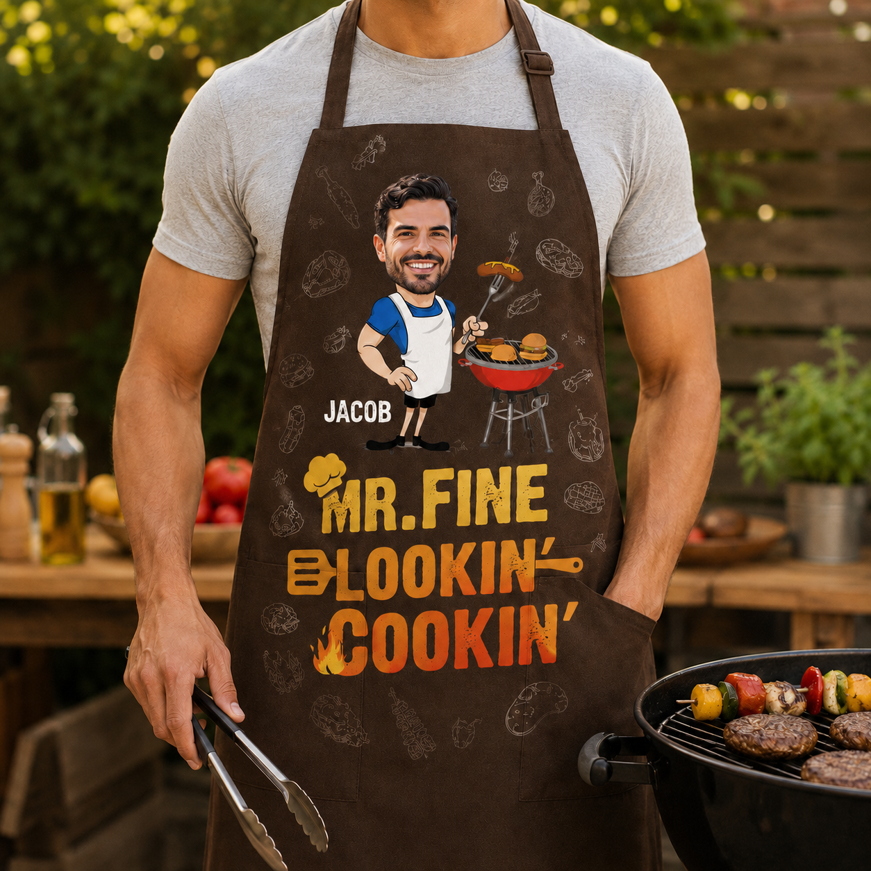 Custom Photo Dad Grill Apron, Personalized Apron For Dad, Gifts For Dad - TOM99