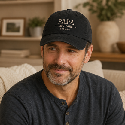 Custom Photo Dad Papa Embroidered Hat, Personalized Cap, Custom Portrait Dad Hat, Father’s Day Gift TOM99