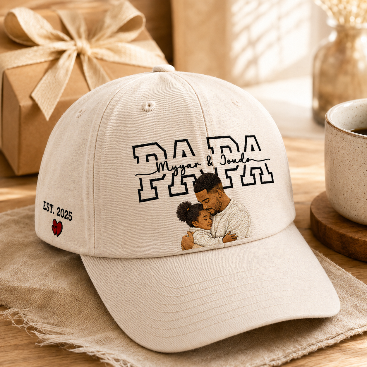 Custom Photo Papa Embroidered Hat, Personalized Cap, Custom Portrait Dad Hat, Father’s Day Gift TOM99