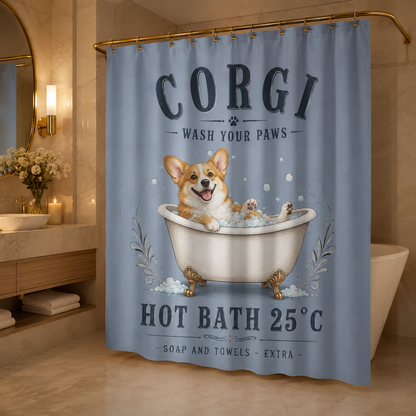 Custom Photo Floral Dog Shower Curtain | Gift For Dog Lovers