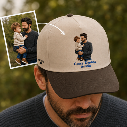 Custom Photo Dad I Love You Embroidered Hat, Personalized Cap, Custom Portrait Dad Hat, Father’s Day Gift TOM99