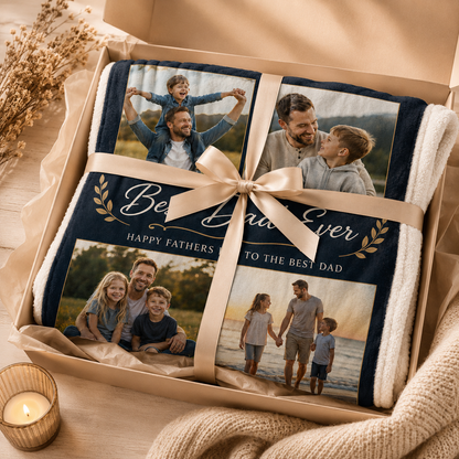 Custom Photo Best Dad Ever Blanket, Personalized Dad Gifts | Gift For Dad TOM99