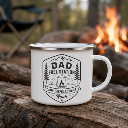 Personalized Dad Brew Camp Mug 12oz, Custom Dad Enamel Cup, Gift For Dad TOM99