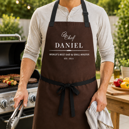 Custom Best Dad Chef Apron, Personalized Apron For Dad, Gifts For Dad - TOM99