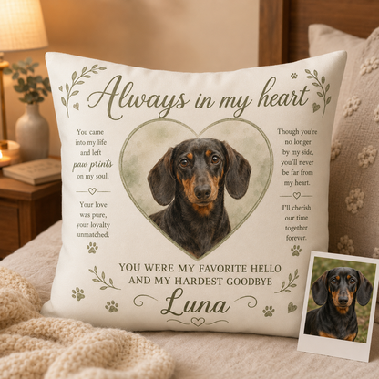 Custom Photo Dog In My Heart Pillow | Gift For Dog Lovers | Personalized Dog Decor TOM99