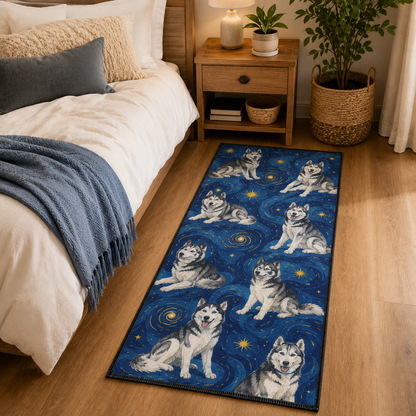 Custom Photo Dog Starry Night Runner Rug | Pet Hallway Runner Carpet | Gift For Dog Lovers