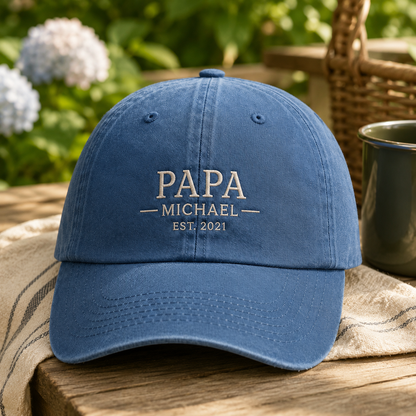 Custom Photo Dad Papa Embroidered Hat, Personalized Cap, Custom Portrait Dad Hat, Father’s Day Gift TOM99