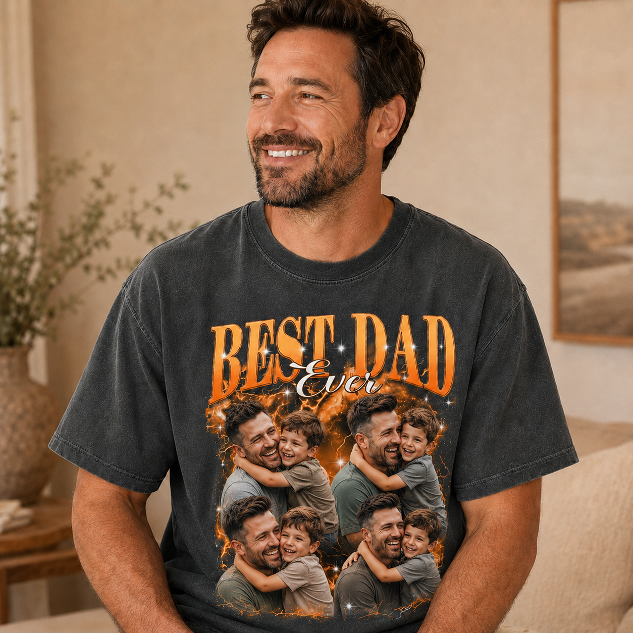 Custom Dad Photo Wash T-Shirt, Personalized Dad Gifts | Gift For Dad TOM99